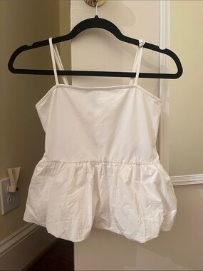 H&M Divided White Bubble Hem Top Size S